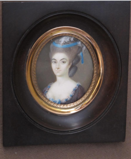 Miniature d'époque XVIII è Siècle Madame Simonnot remarquée par le Roi Louis XV à son passage à Troyes