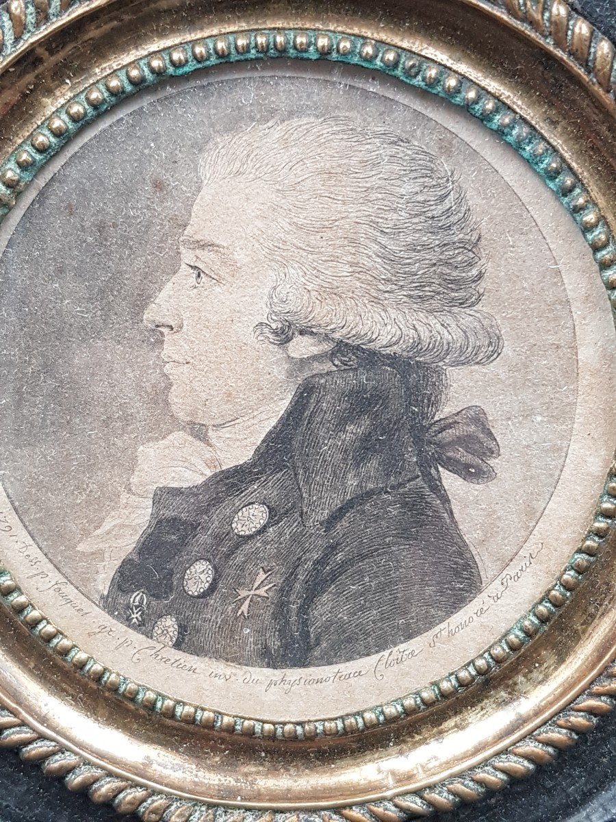 Physionotrace  Antoine Etienne Tousard Commandeur de Malte, Général de Brigade du Génie, officier de la légion d'honneur, Baron d'empire