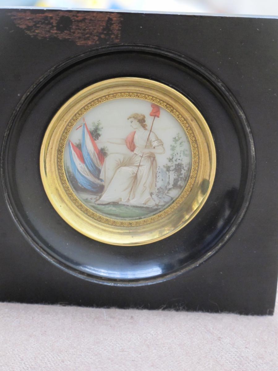 Miniature Sur Verre Opalin révolutionnaire Allégorie De La République