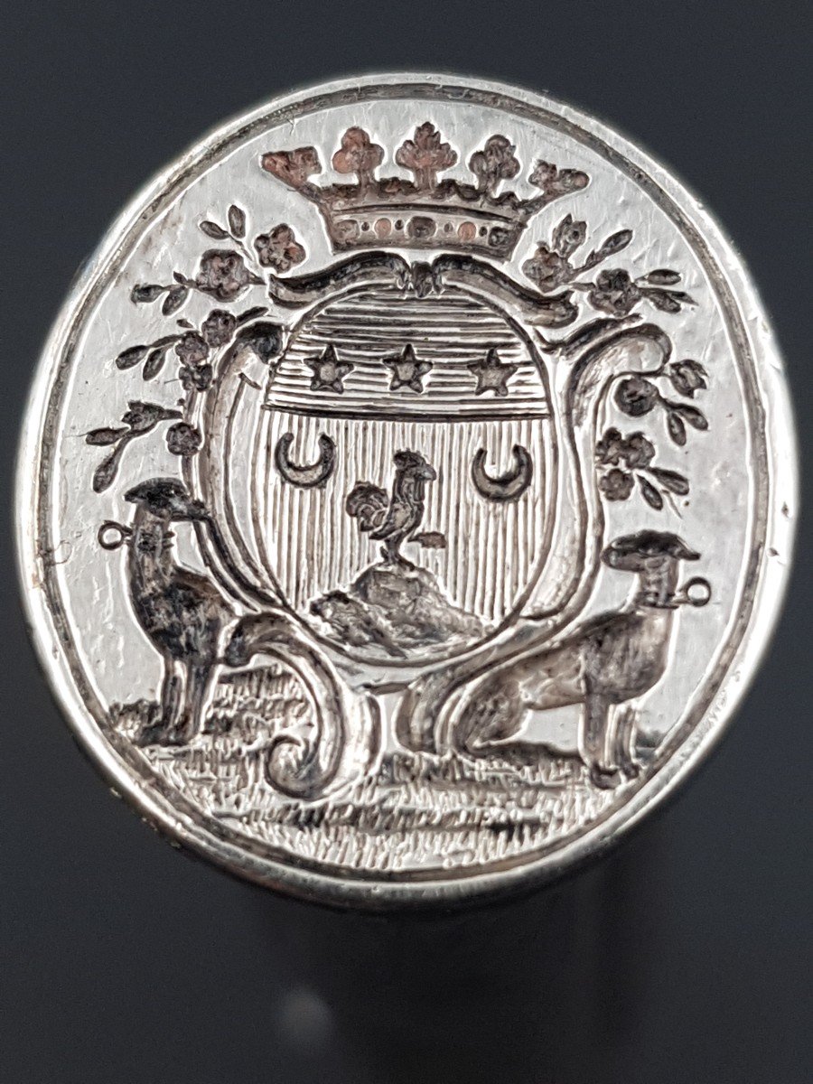 2 Cachet Porte Cire En Argent Aux Armes Bleynie De Galaup , Poinçon De Bayonne XVIII E Siècle