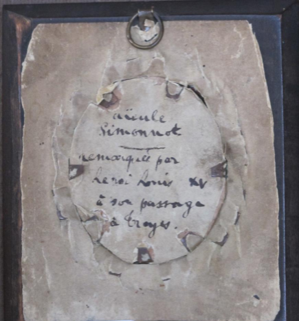Miniature d'époque XVIII è Siècle Madame Simonnot remarquée par le Roi Louis XV à son passage à Troyes