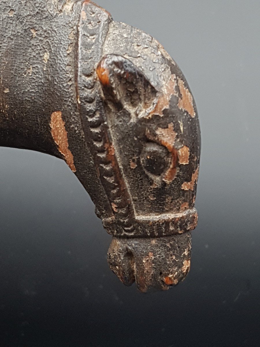 Sculpture Fuite En Egypte La Vierge Assise En Majesté Sur Sa Mule Allaitant l'Enfant Jésus