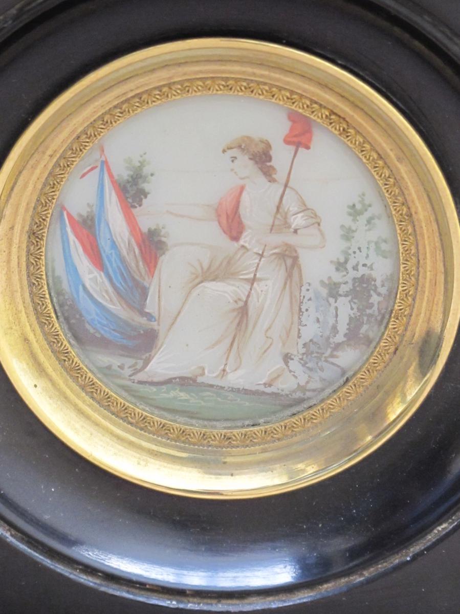 Miniature Sur Verre Opalin révolutionnaire Allégorie De La République