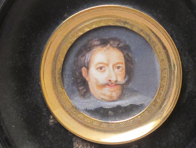 Miniature homme de la renaissance Dans Beau Cadre en bois pressé 