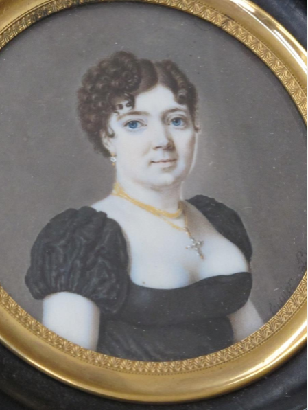 Miniature Portrait de Jeune Femme Signée Leissier