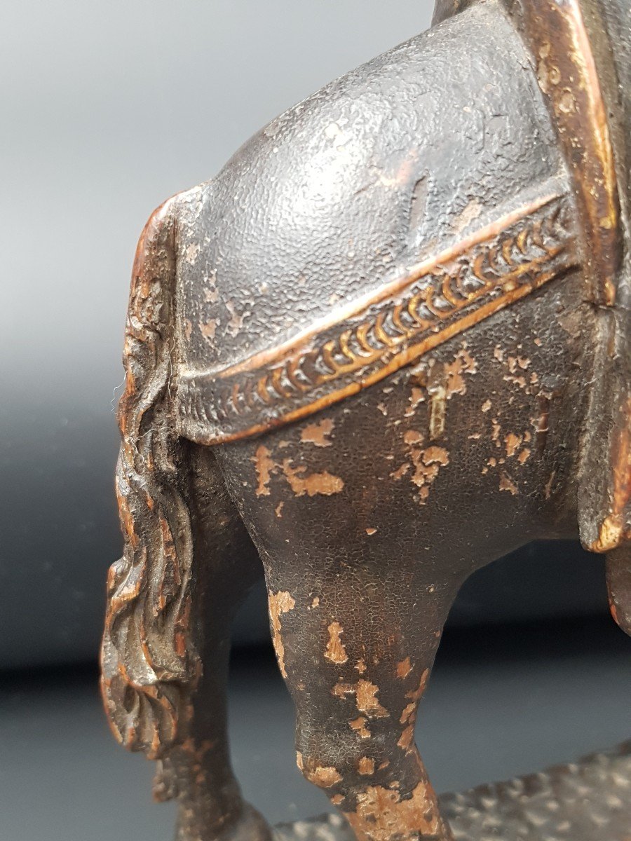 Sculpture Fuite En Egypte La Vierge Assise En Majesté Sur Sa Mule Allaitant l'Enfant Jésus