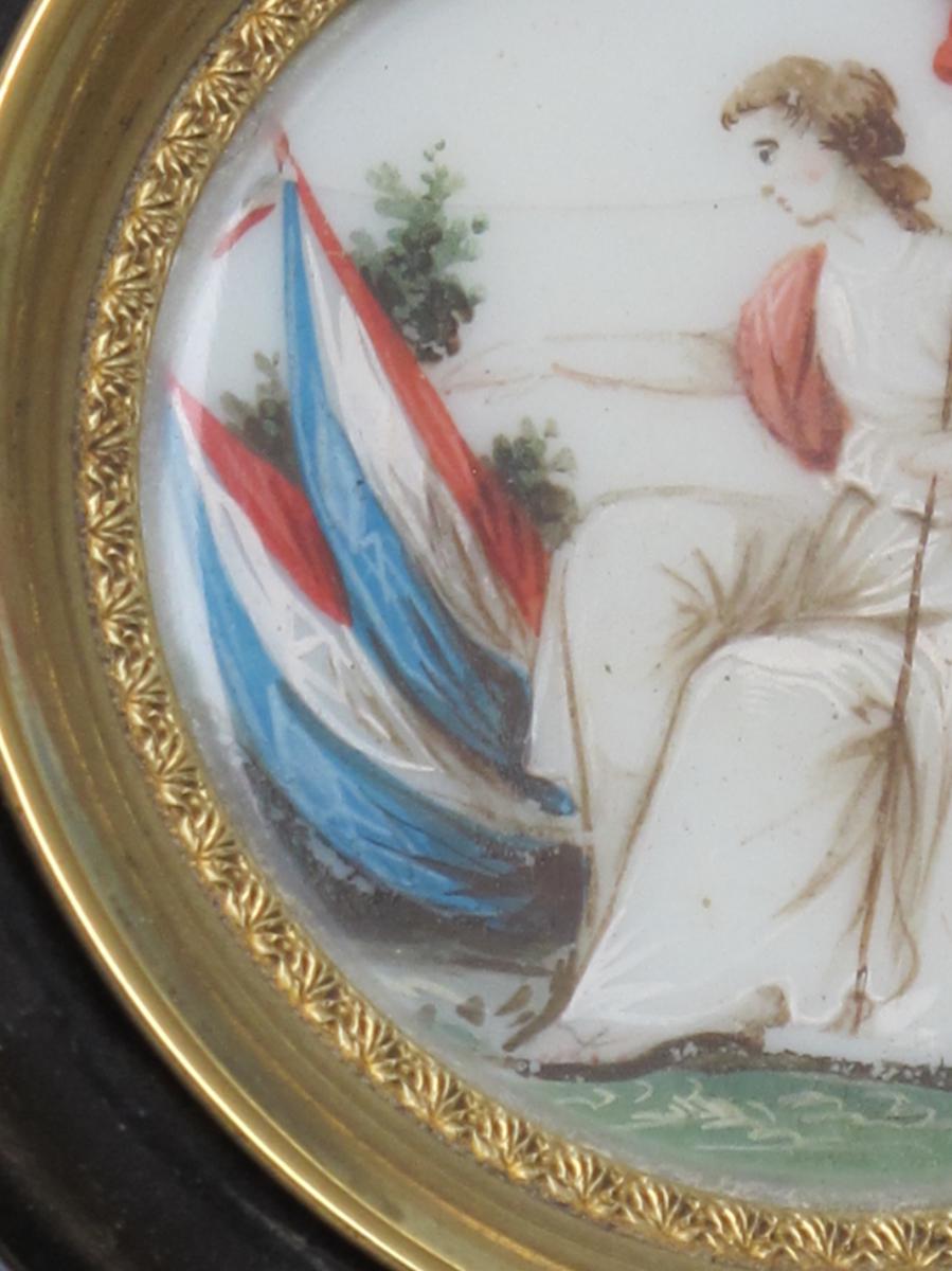 Miniature Sur Verre Opalin révolutionnaire Allégorie De La République
