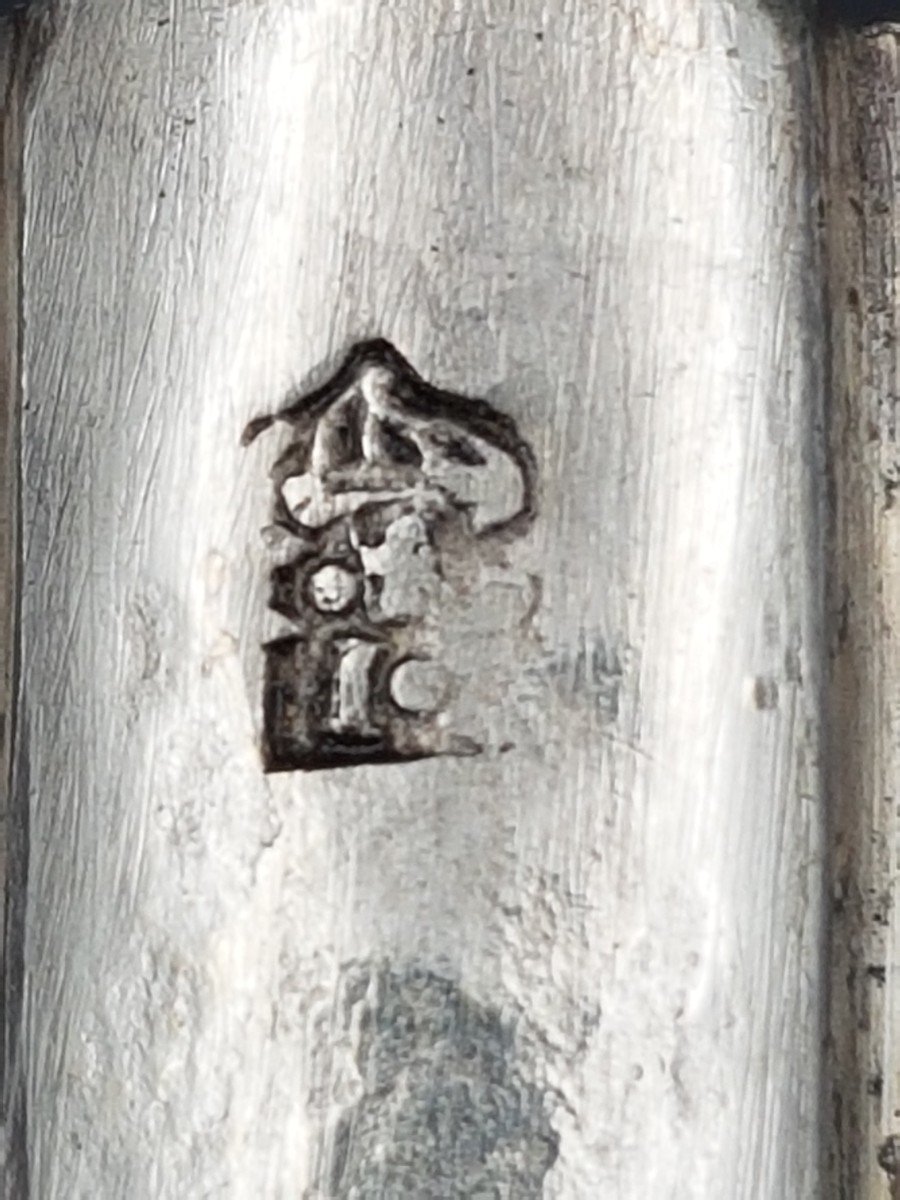 4 Cachet Porte Cire En Argent Aux Armes Bleynie De Galaup , Poinçon De Bayonne XVIII E Siècle