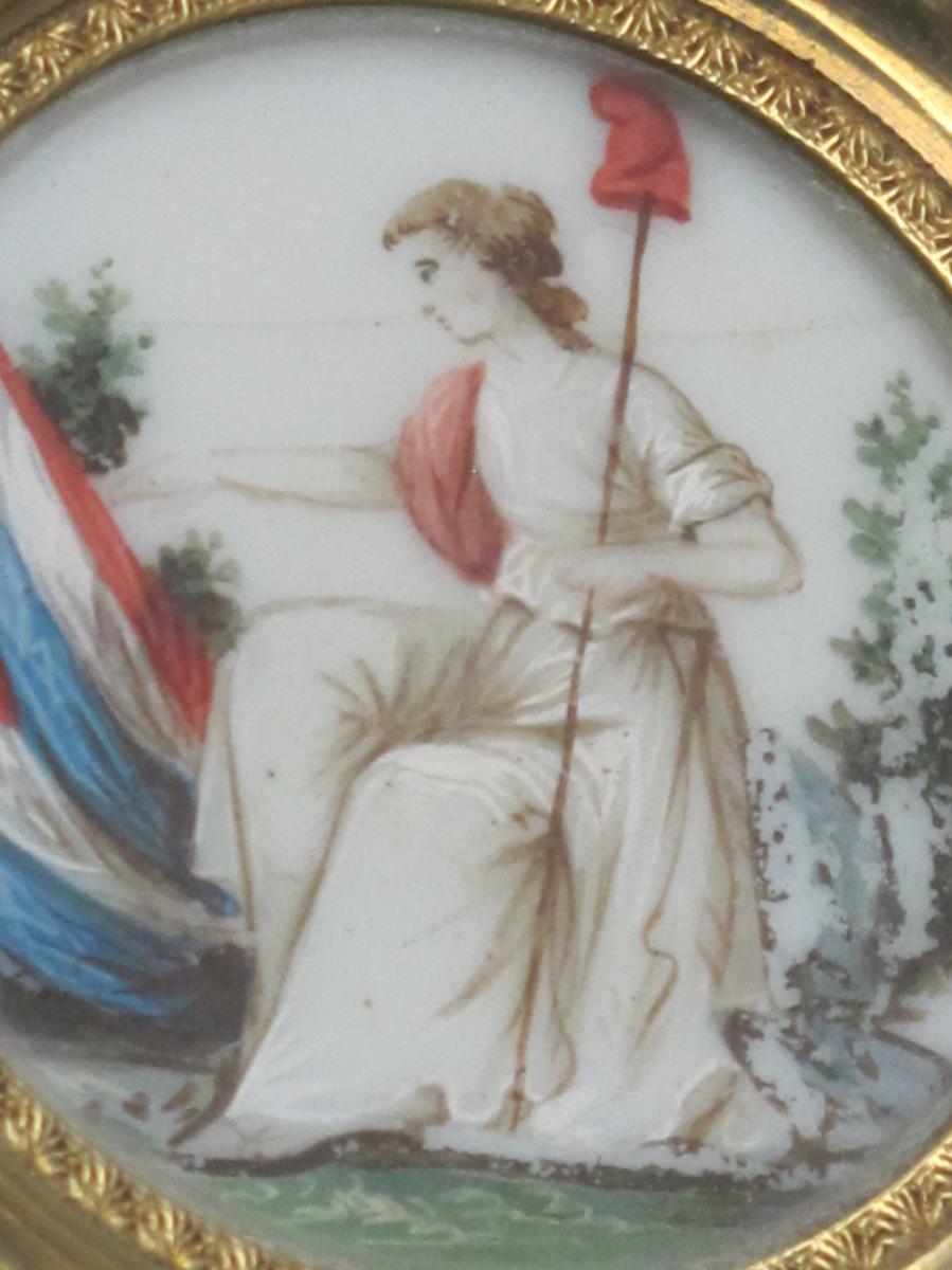 Miniature Sur Verre Opalin révolutionnaire Allégorie De La République
