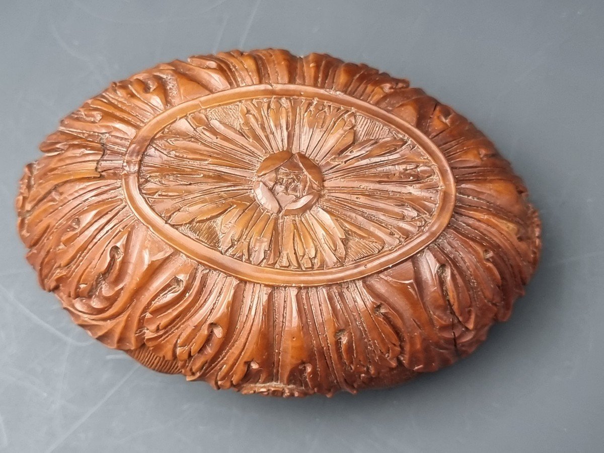 Boite Tabatière En Corozo Militaire Empire Trophée d'Arme Casque Canon Bombes Hache Napoléon