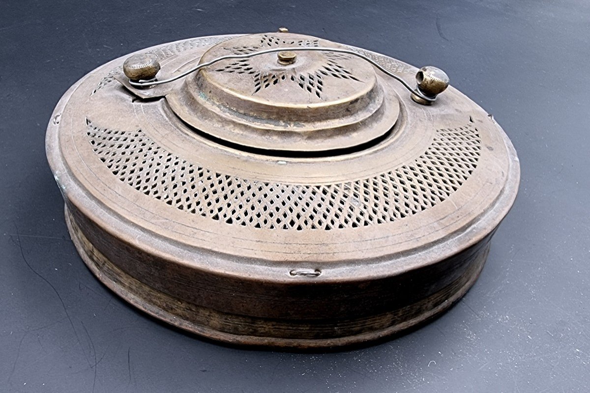 Rare Lanterne De Voyage En Laiton Et Toile En Accordéon époque XIX e siècle