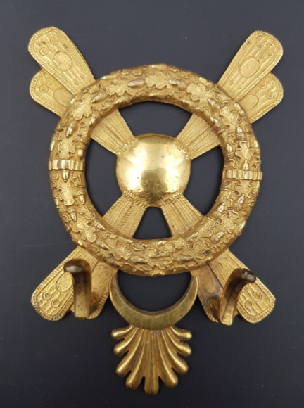 Crochet Platine De Suspension De Tableau Empire En Bronze Doré Couronne Chêne Ailes libellules