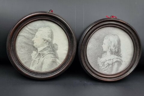 Paire De Dessin Père Et Son Fils Ou Fille époque XVIII E Siècle Louis XVI