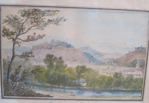 Aquarelle Vue Prise Du Palais De Pau
