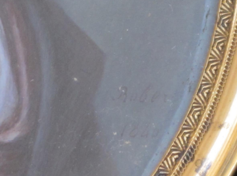 Miniature jeune homme romantique Signée Robert 1840