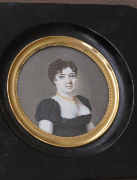 Miniature Portrait de Jeune Femme Signée Leissier