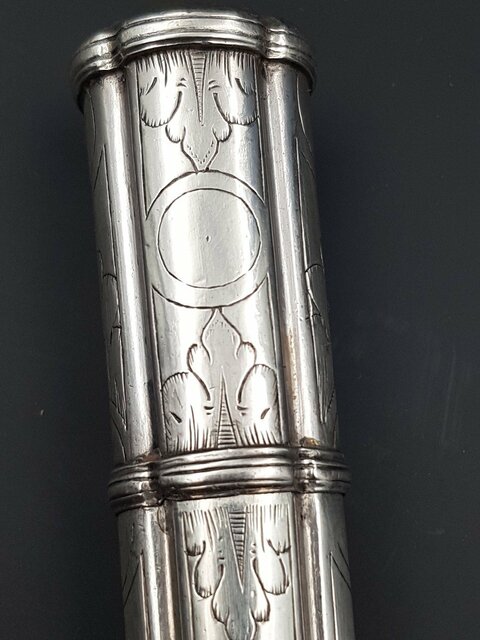 Cachet Porte Cire En Argent Aux Armes Bleynie De Galaup , Poinçon De Bayonne XVIII E Siècle