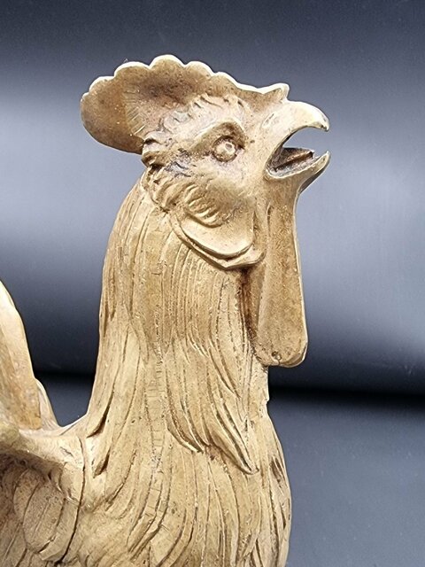 Coq En Bronze Doré époque XIX E Siècle Socle En Marbre Rouge Griotte Emblème De La France