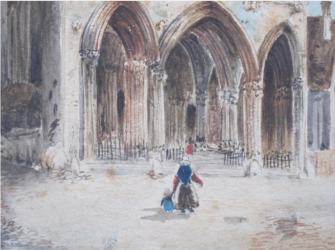 Aquarelle De Félix Ziem l'église Notre Dame De Dijon