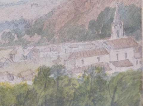 Aquarelle Vue Prise Du Palais De Pau