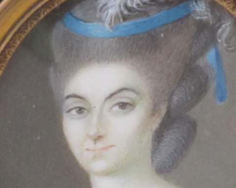 Miniature d'époque XVIII è Siècle Madame Simonnot remarquée par le Roi Louis XV à son passage à Troyes