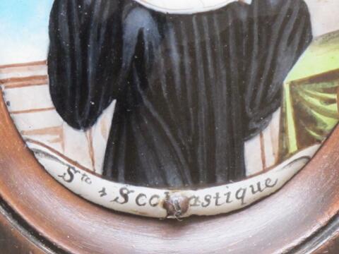 émail Limousin De Sainte Scolastique époque XVII ème Siècle Limoges