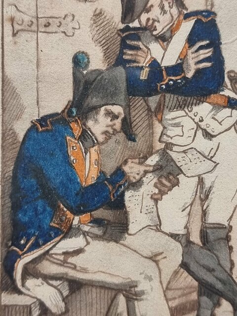 Dessin Réhaussé Les Vétérans Troupes Françaises Cachet De Collection Général Vanson