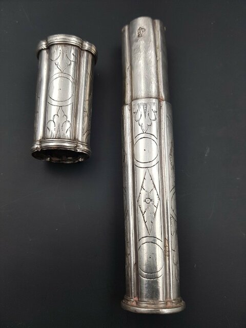Cachet Porte Cire En Argent Aux Armes Bleynie De Galaup , Poinçon De Bayonne XVIII E Siècle