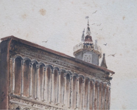 Aquarelle De Félix Ziem l'église Notre Dame De Dijon