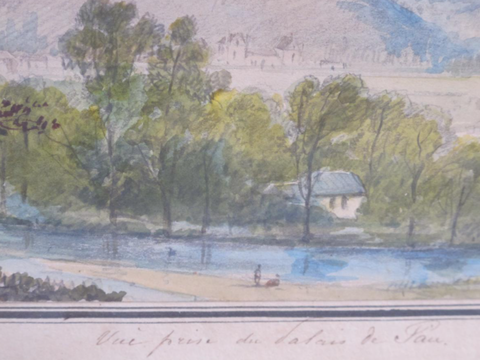 Aquarelle Vue Prise Du Palais De Pau