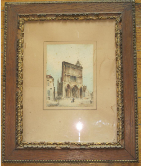 Aquarelle De Félix Ziem l'église Notre Dame De Dijon
