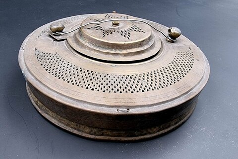 Rare Lanterne De Voyage En Laiton Et Toile En Accordéon époque XIX e siècle