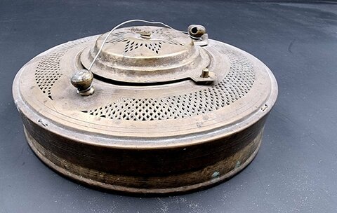 Rare Lanterne De Voyage En Laiton Et Toile En Accordéon époque XIX e siècle